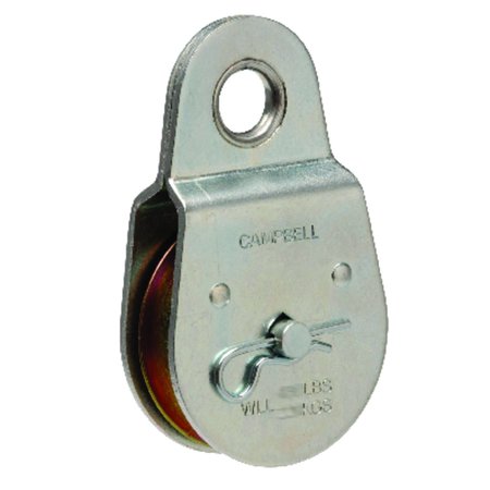 CAMPBELL CHAIN & FITTINGS Campbell 3 in. D Zinc Plated Steel Fixed Eye Single Sheave Rigid Eye Pulley T7550404
